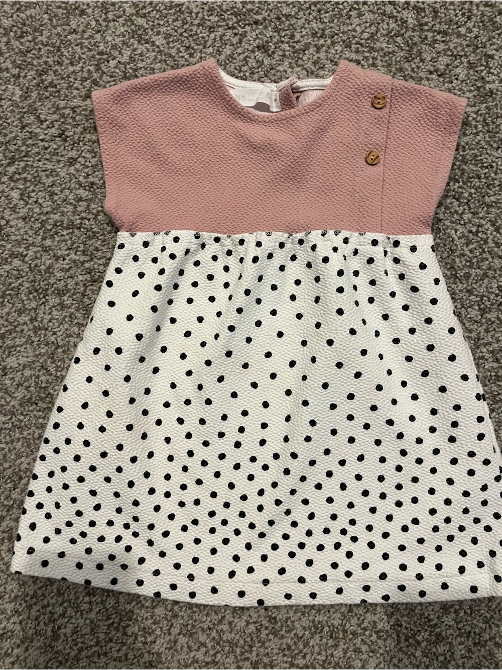 Zara Girls Pink and White Polka Dot Dress